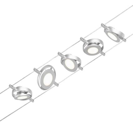 Paulmann 94414 - KOMPLEKT 5xLED/4,5W Kohtvalgusti nöörisüsteemile ROUNDMAC 230V läikiv kroom