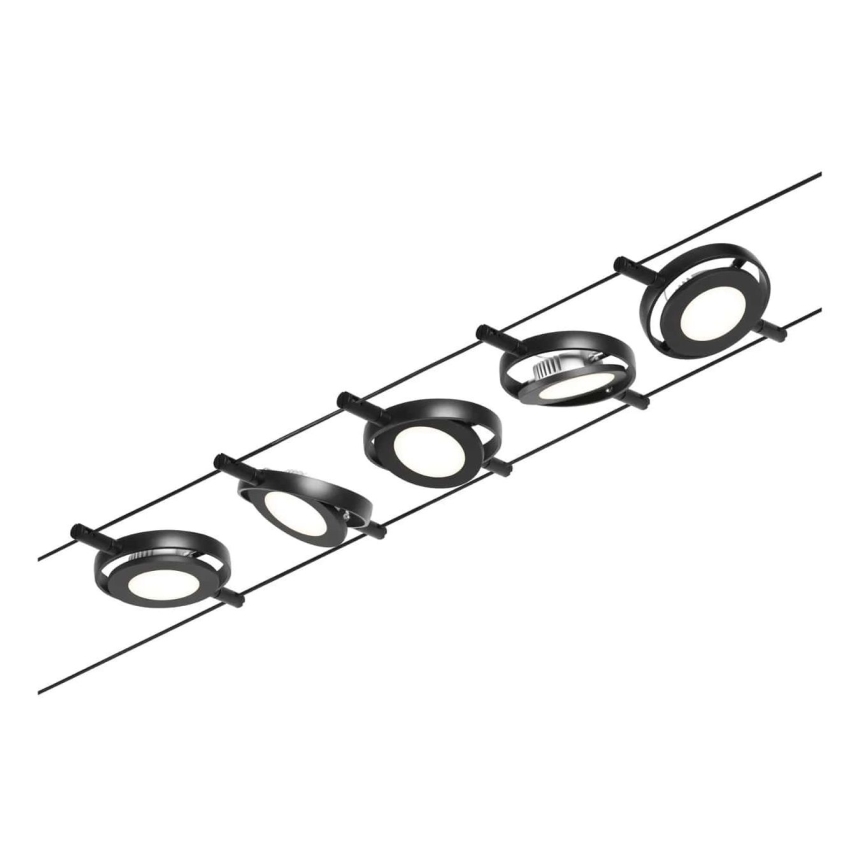 Paulmann 94418 - KOMPLEKT 5xLED/4,5W Kohtvalgusti nöörisüsteemile ROUNDMAC 230V must