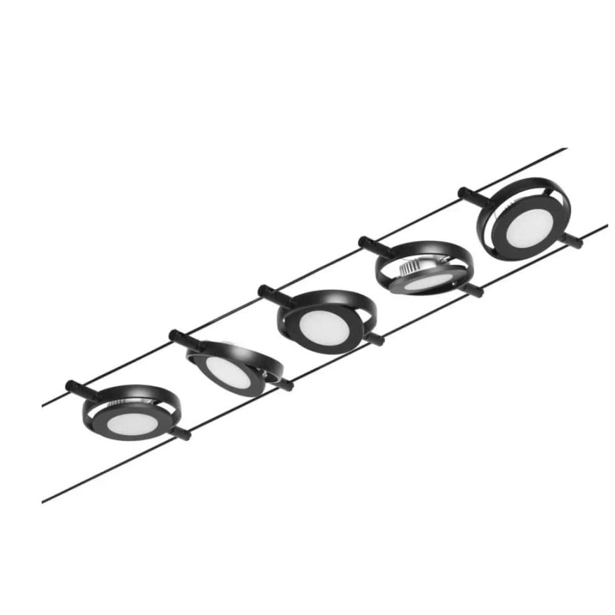 Paulmann 94418 - KOMPLEKT 5xLED/4,5W Kohtvalgusti nöörisüsteemile ROUNDMAC 230V must