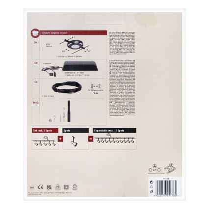 Paulmann 94418 - Komplekt 5xLED/4,5W Täielik ROUNDMAC juhtmevalgustussüsteem 230V must