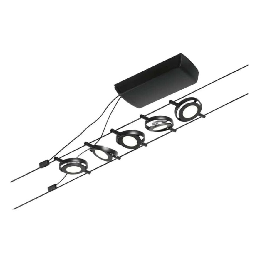 Paulmann 94418 - Komplekt 5xLED/4,5W Täielik ROUNDMAC juhtmevalgustussüsteem 230V must