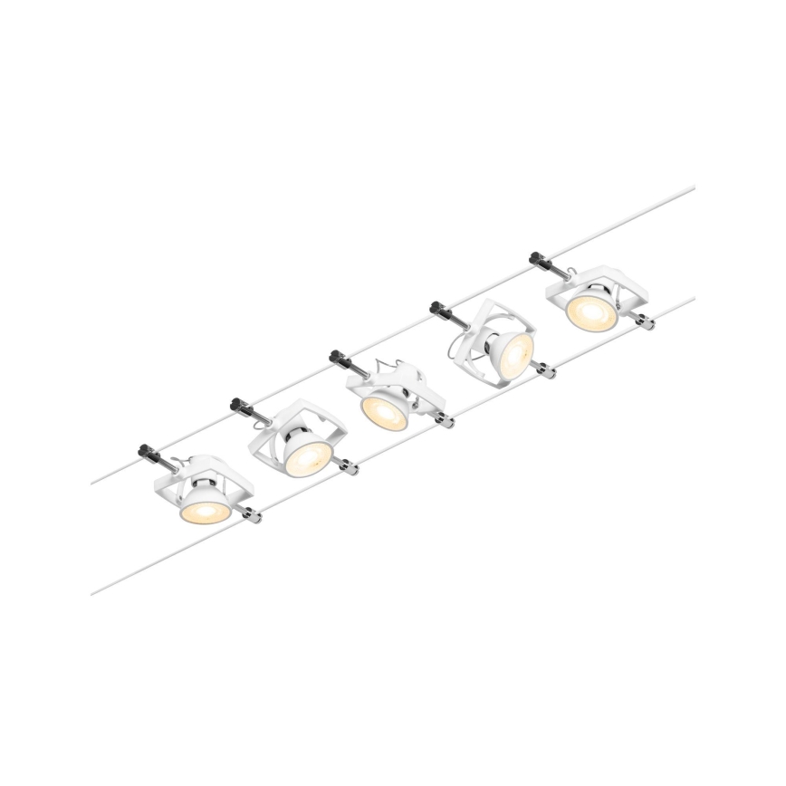 Paulmann 94432 - KOMPLEKT 5xGU5,3/10W Kohtvalgusti nöörisüsteemile MAC 230V valge