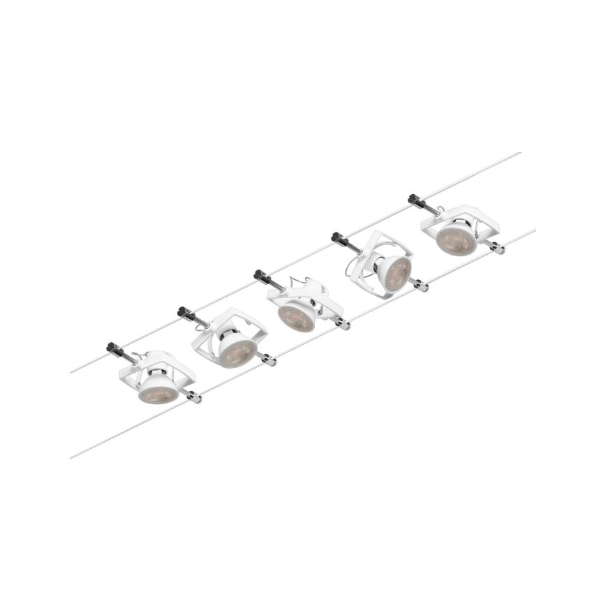 Paulmann 94432 - KOMPLEKT 5xGU5,3/10W Kohtvalgusti nöörisüsteemile MAC 230V valge