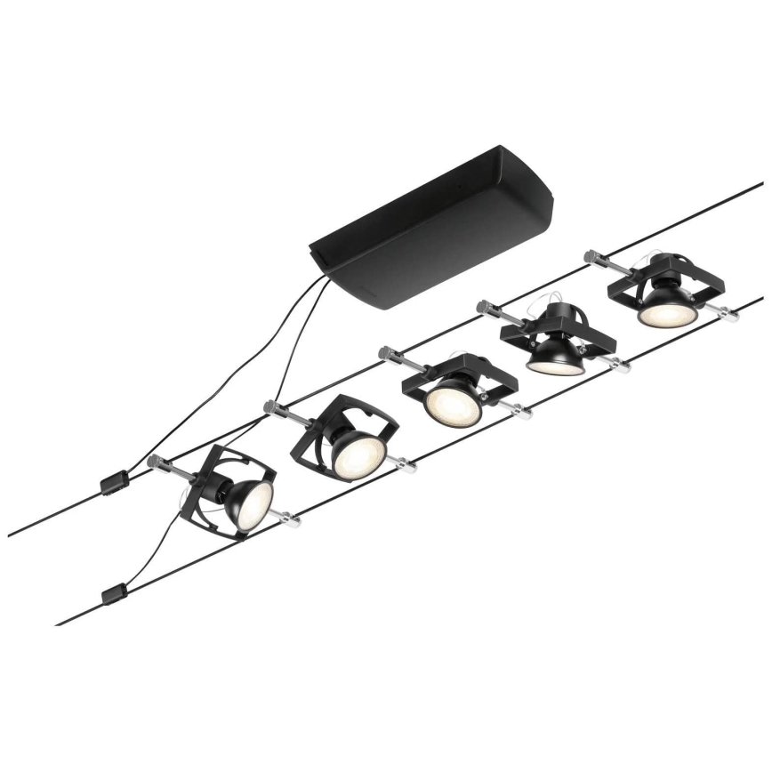 Paulmann 94434 - KOMPLEKT 5xGU5,3/10W Kohtvalgusti nöörisüsteemile MAC 230V must