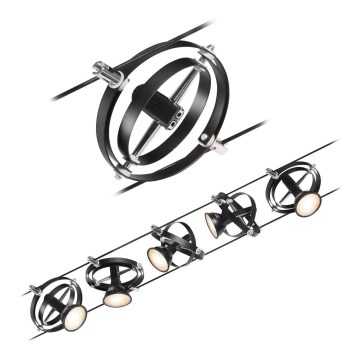 Paulmann 94440 - Komplekt 5xGU5,3/10W Täielik kaablisüsteem CARDAN 230V must