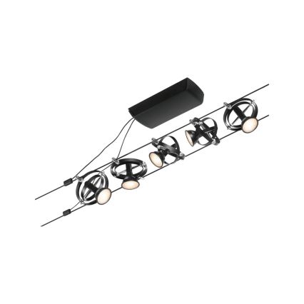 Paulmann 94440 - Komplekt 5xGU5,3/10W Täielik kaablisüsteem CARDAN 230V must