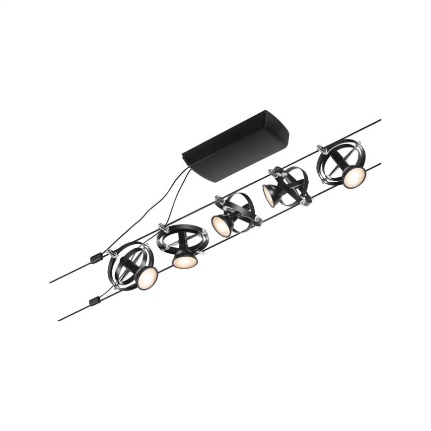 Paulmann 94440 - Komplekt 5xGU5,3/10W Täielik kaablisüsteem CARDAN 230V must