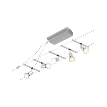 Paulmann 94442 - KOMPLEKT 5xGU5,3/10W Kohtvalgusti nöörisüsteemile SALT 230V matt kroom