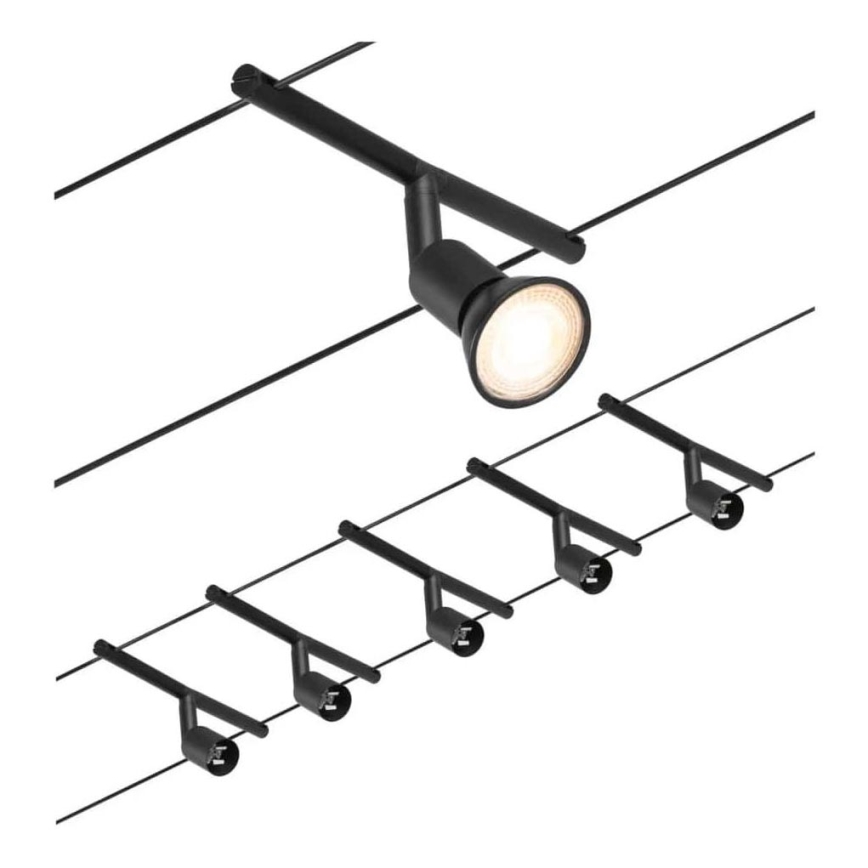 Paulmann 94446 - KOMPLEKT 5xGU5,3/10W Kohtvalgusti nöörisüsteemile SALT 230V must