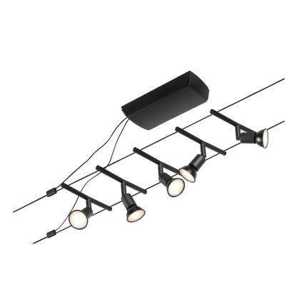 Paulmann 94446 - Komplekt 5xGU5,3/10W – täielik SALT-traadivalgustussüsteem 230V, must