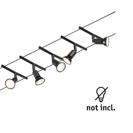Paulmann 94446 - Komplekt 5xGU5,3/10W – täielik SALT-traadivalgustussüsteem 230V, must