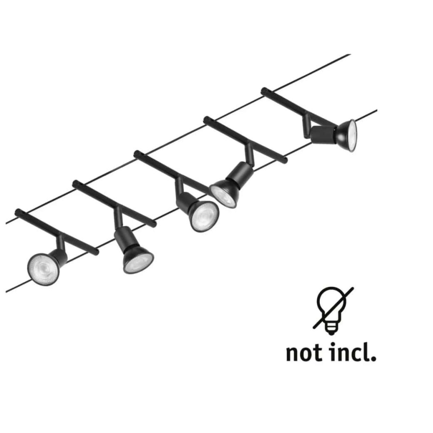 Paulmann 94446 - Komplekt 5xGU5,3/10W – täielik SALT-traadivalgustussüsteem 230V, must