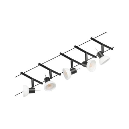 Paulmann 94450 - komplekt 5×GU5,3/10W, SHEELA täiskomplektne kaablisüsteem 230V, must