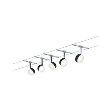 Paulmann 94457 - KOMPLEKT 5×LED/4W Täiskomplektne kaablisüsteem CLEAR 230V must/läikiv kroom