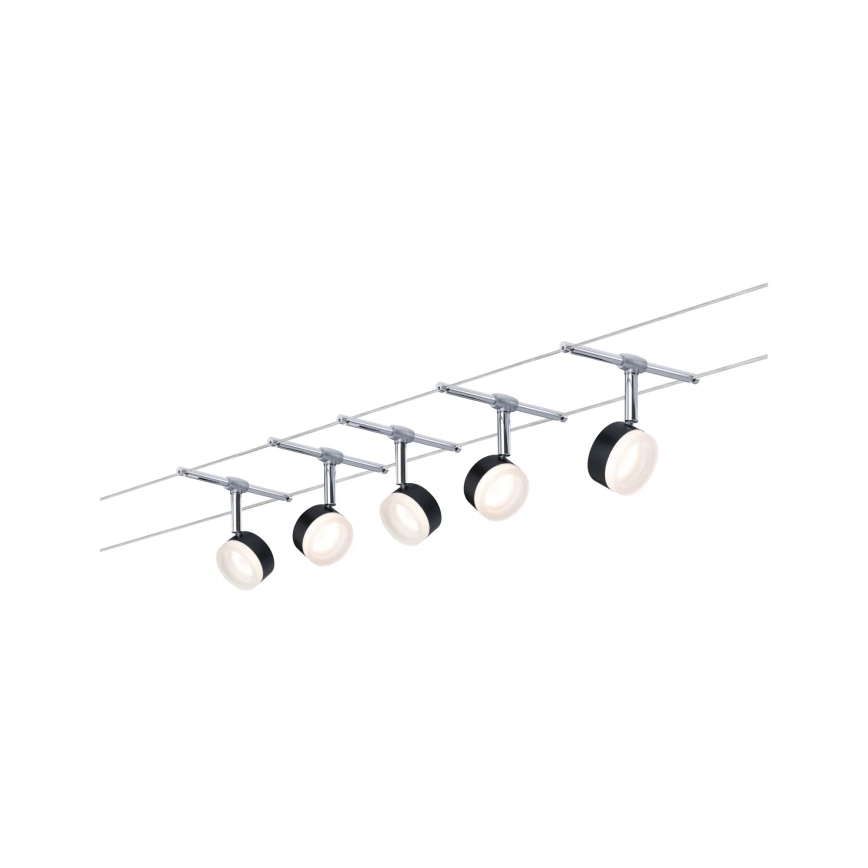 Paulmann 94457 - KOMPLEKT 5×LED/4W Täiskomplektne kaablisüsteem CLEAR 230V must/läikiv kroom