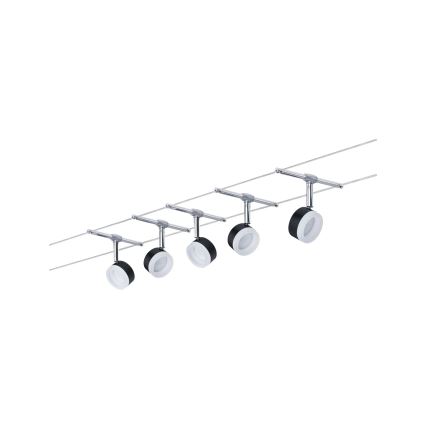 Paulmann 94457 - KOMPLEKT 5×LED/4W Täiskomplektne kaablisüsteem CLEAR 230V must/läikiv kroom
