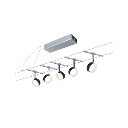 Paulmann 94457 - KOMPLEKT 5×LED/4W Täiskomplektne kaablisüsteem CLEAR 230V must/läikiv kroom