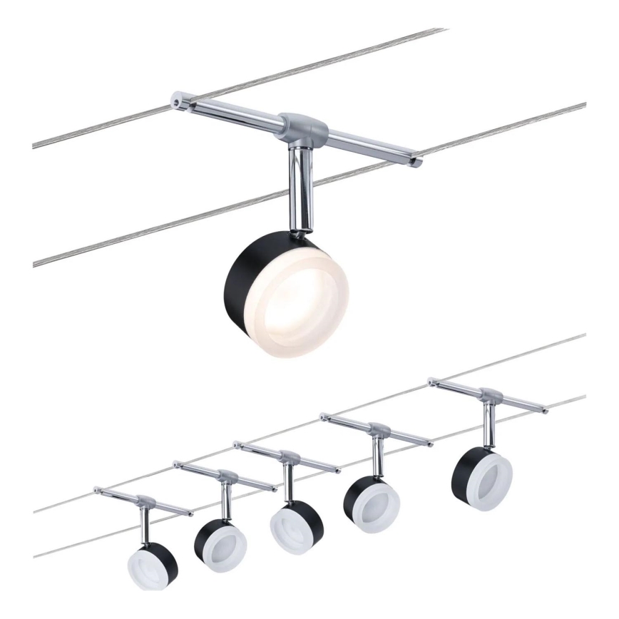 Paulmann 94457 - Komplekt 5× LED/4 W punktvalgustid lanksüsteemile CLEAR, 230 V, must/läikiv kroom