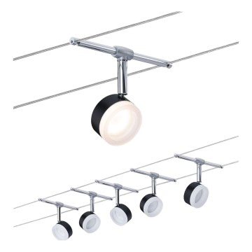 Paulmann 94457 - KOMPLEKT 5×LED/4W Täiskomplektne kaablisüsteem CLEAR 230V must/läikiv kroom
