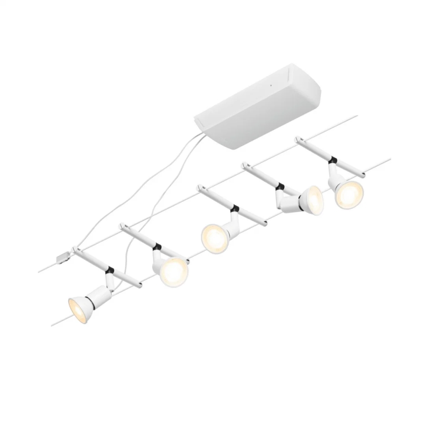 Paulmann 94458 - KOMPLEKT 5xGU5,3/10W Kohtvalgusti nöörisüsteemile SALT 230V valge