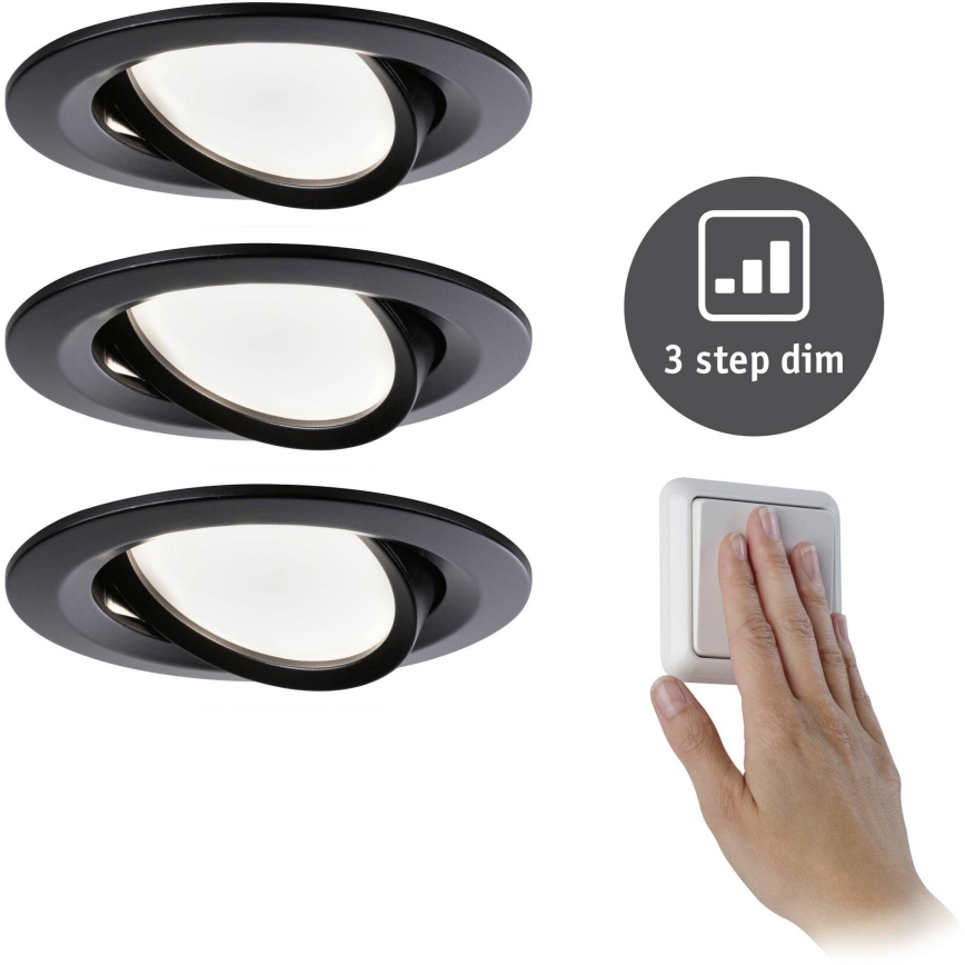 Paulmann 94472 - KOMPLEKT 3xLED/6W IP23 Hämardatav süvistatav vannitoavalgusti NOVA 230V
