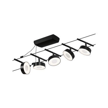 Paulmann 94479 - KOMPLEKT 5xLED/5W Kohtvalgusti nöörisüsteemile CIRCLE 230V must