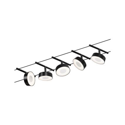 Paulmann 94479 - KOMPLEKT 5xLED/5W Kohtvalgusti nöörisüsteemile CIRCLE 230V must