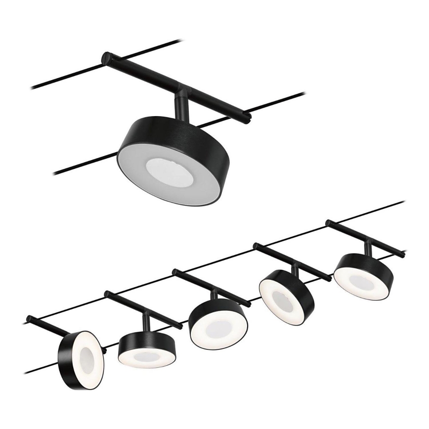 Paulmann 94479 - KOMPLEKT 5xLED/5W Kohtvalgusti nöörisüsteemile CIRCLE 230V must