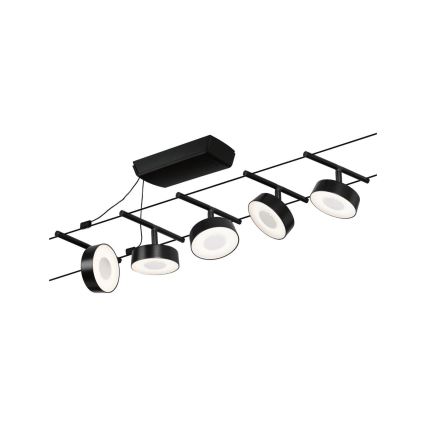 Paulmann 94479 - komplekt 5× LED/5 W, täielik CIRCLE trossvalgustussüsteem, 230 V, must