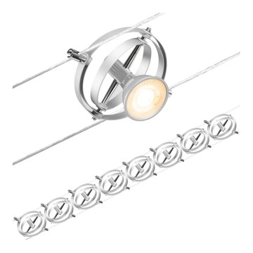 Paulmann 94490 - KOMPLEKT 8xGU5,3/7,5W Kohtvalgusti nöörisüsteemile CARDAN 230V matt kroom