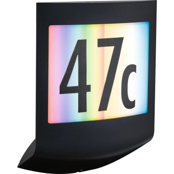 Paulmann 94513 - RGBW LED/8,2W IP44 hämardatav majanumber liikumis- ja hämarussensoriga PADEA 230V antratsiit