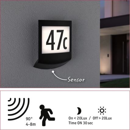 Paulmann 94513 - RGBW LED/8,2W IP44 Hämardatav majanumbrivalgusti hämaruseanduriga PADEA 230V antratsiit