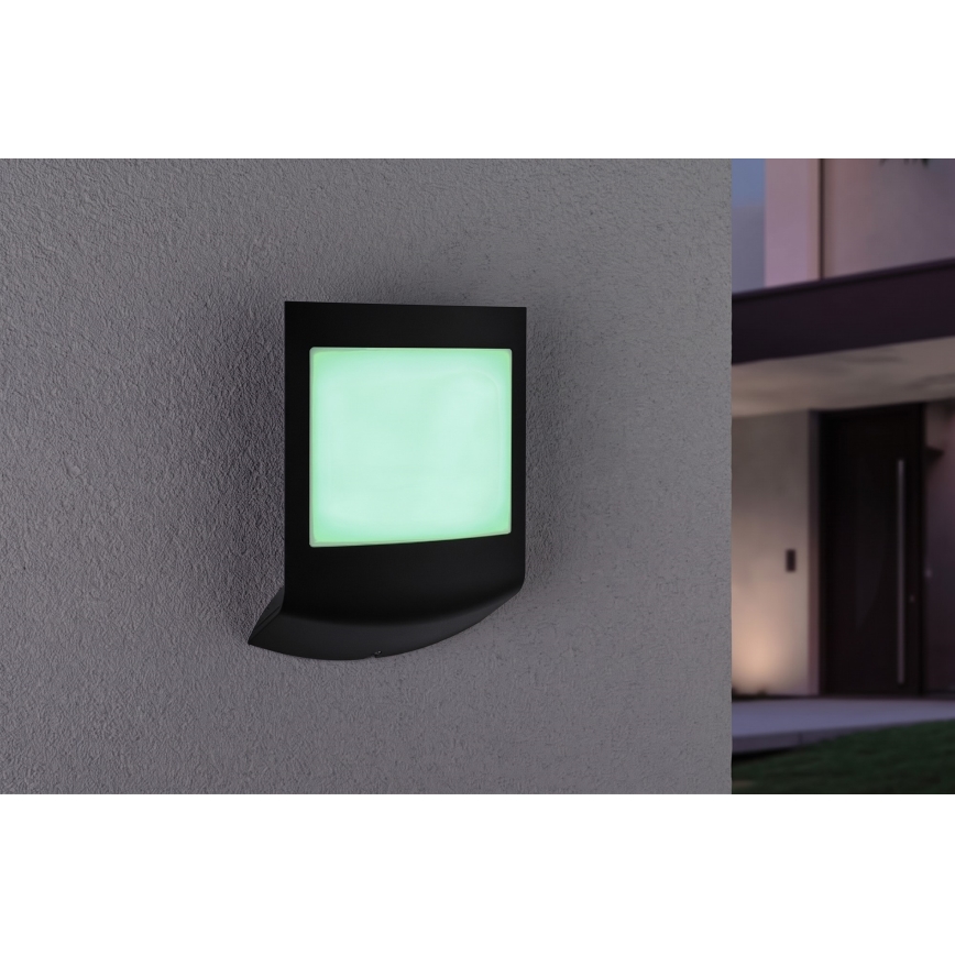 Paulmann 94513 - RGBW LED/8,2W IP44 Hämardatav välisseinavalgusti liikumis- ja hämarussensoriga PADEA 230V antratsiit
