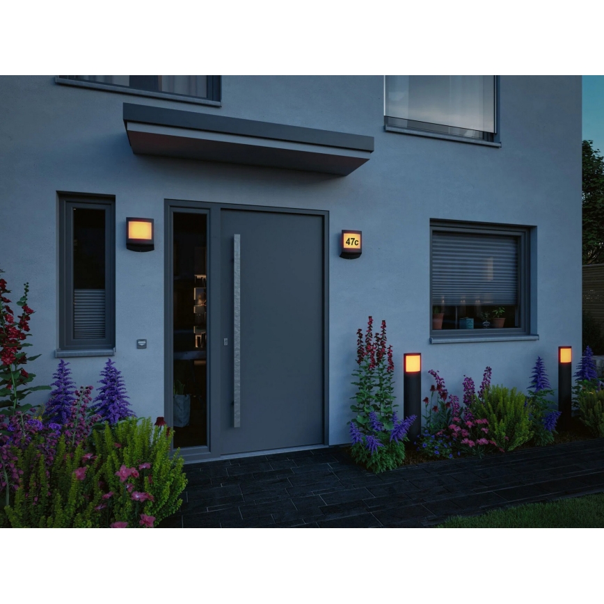 Paulmann 94515 - LED/8,5W IP44 Hämardatav majanumbri valgusti liikumis- ja hämarussensoriga PADEA 230V antratsiit