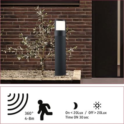 Paulmann 94515 - LED/8,5W IP44 Hämardatav majanumbri valgusti liikumis- ja hämarussensoriga PADEA 230V antratsiit