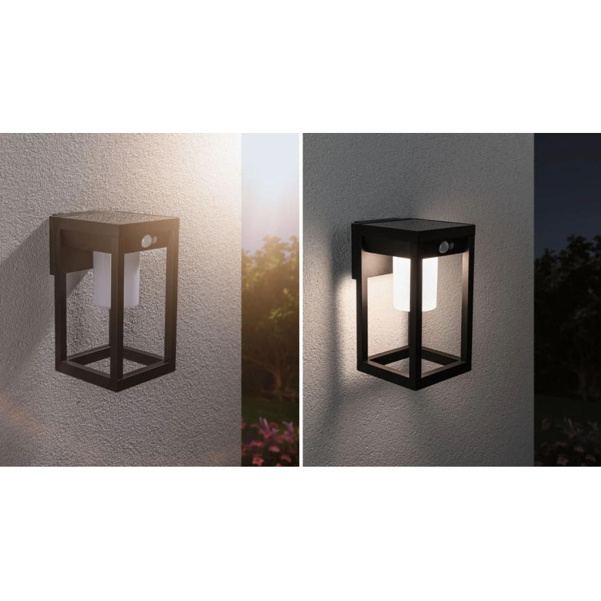 Paulmann 94572 -LED/5,5W IP44 Päikesepaneeliga seinavalgusti koos anduriga MARISOL 3,7V 2000 mAh