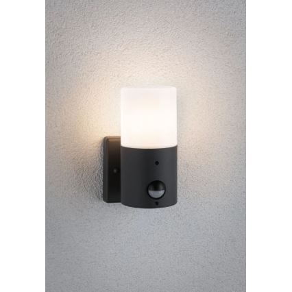 Paulmann 94648 - 1xE27/15W IP44 Väli seinavalgusti koos anduriga TUBS 230V