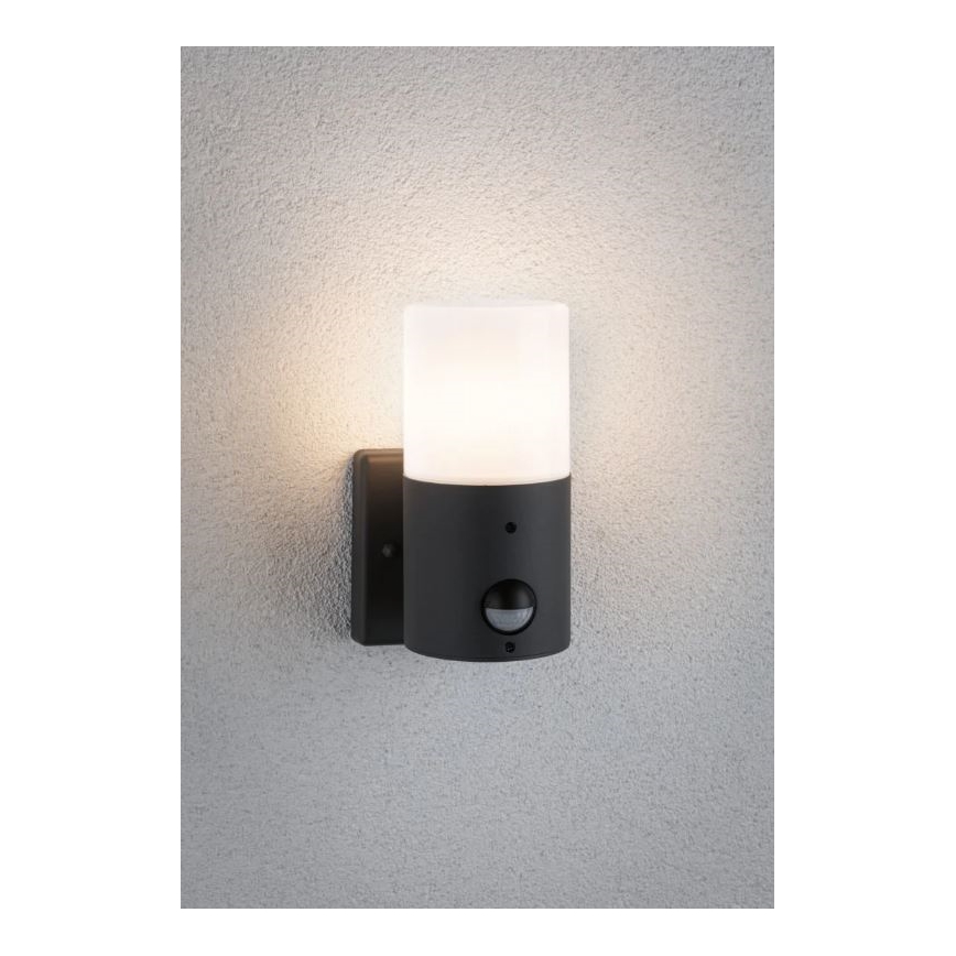 Paulmann 94648 - 1xE27/15W IP44 Väli seinavalgusti koos anduriga TUBS 230V