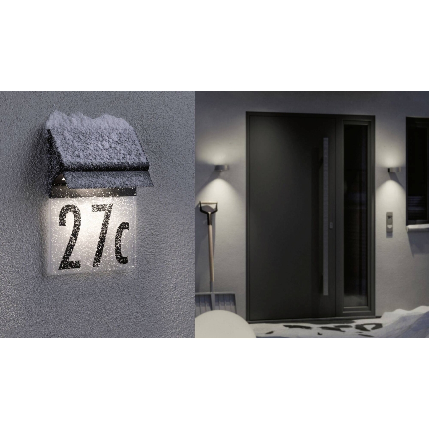Paulmann 94694 - LED/0,2W IP44 Päikesepaneeliga majanumber NEDA 3,7V 1800 mAh