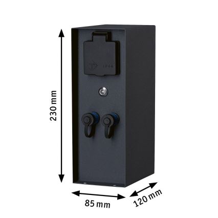 Paulmann 94701 -Väli pistikupesadega torn hämardusanduriga RIO 2Z SCHUKO 230V IP44