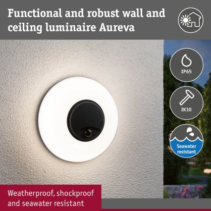Paulmann 94956 - LED/20,5W IP65 Hämardatav välisseinavalgusti liikumis- ja hämaruseanduriga AUREVA 230V 2200/3000/4000K antratsiit