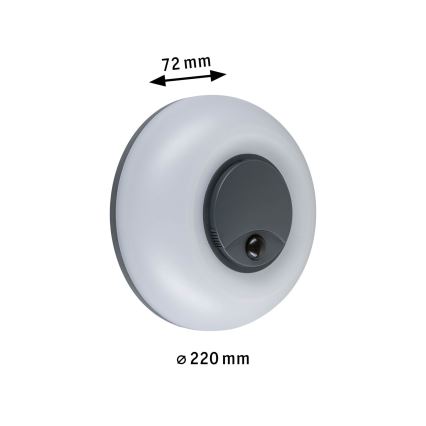 Paulmann 94956 - LED/20,5W IP65 Hämardatav välisseinavalgusti liikumis- ja hämaruseanduriga AUREVA 230V 2200/3000/4000K antratsiit