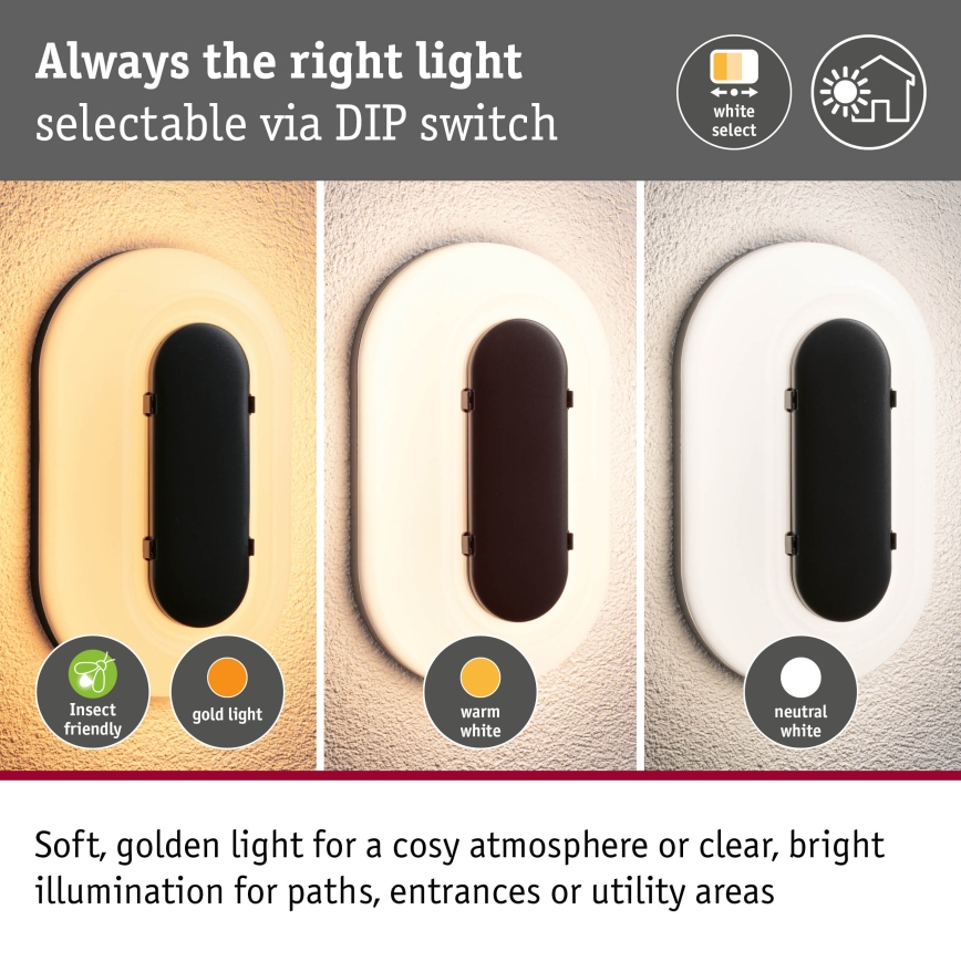 Paulmann 94957 - LED/18,5W IP65 Hämardatav välisseinavalgusti ELUNOR 230V 2200/3000/4000K antratsiit