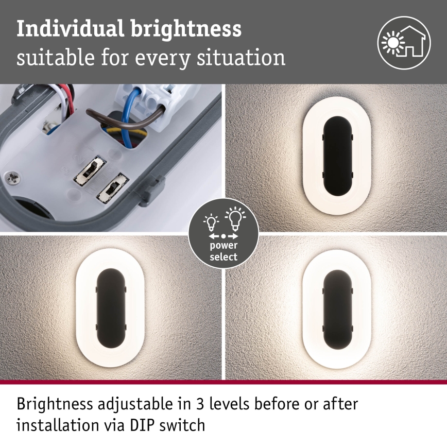 Paulmann 94957 - LED/18,5W IP65 Hämardatav välisseinavalgusti ELUNOR 230V 2200/3000/4000K antratsiit