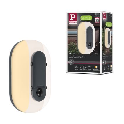 Paulmann 94958 - LED/18,5W IP65 Hämardatav välisseinale paigaldatav seinavalgusti liikumis- ja hämarussensoriga ELUNOR 230V 2200/3000/4000K antratsiit