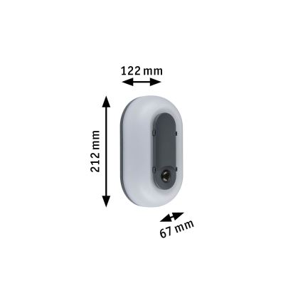 Paulmann 94958 - LED/18,5W IP65 Hämardatav välisseinale paigaldatav seinavalgusti liikumis- ja hämarussensoriga ELUNOR 230V 2200/3000/4000K antratsiit