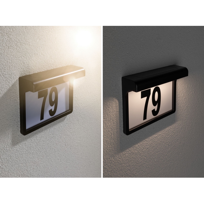 Paulmann 95388 - LED/0,05W IP44 Päikesepaneeliga majanumber anduriga DAYTON 4,8V