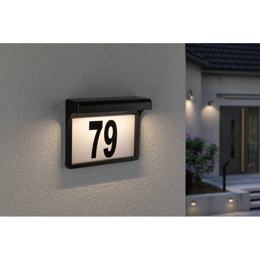 Paulmann 95388 - LED/0,05W IP44 Päikesepaneeliga majanumber anduriga DAYTON 4,8V
