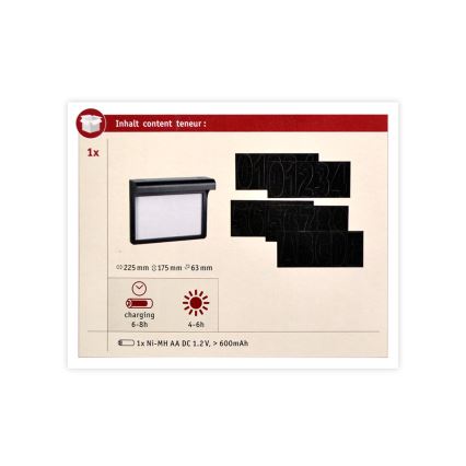 Paulmann 95388 - LED/0,05W IP44 Päikesepaneeliga majanumber anduriga DAYTON 4,8V