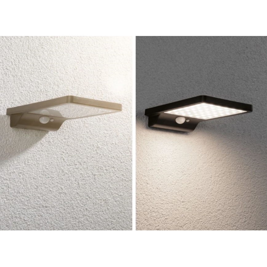 Paulmann 95393 - LED/4W IP44 Hämardatav päikesepaneeliga seinavalgusti koos anduriga SOLVEIG 3,7V 2000 mAh